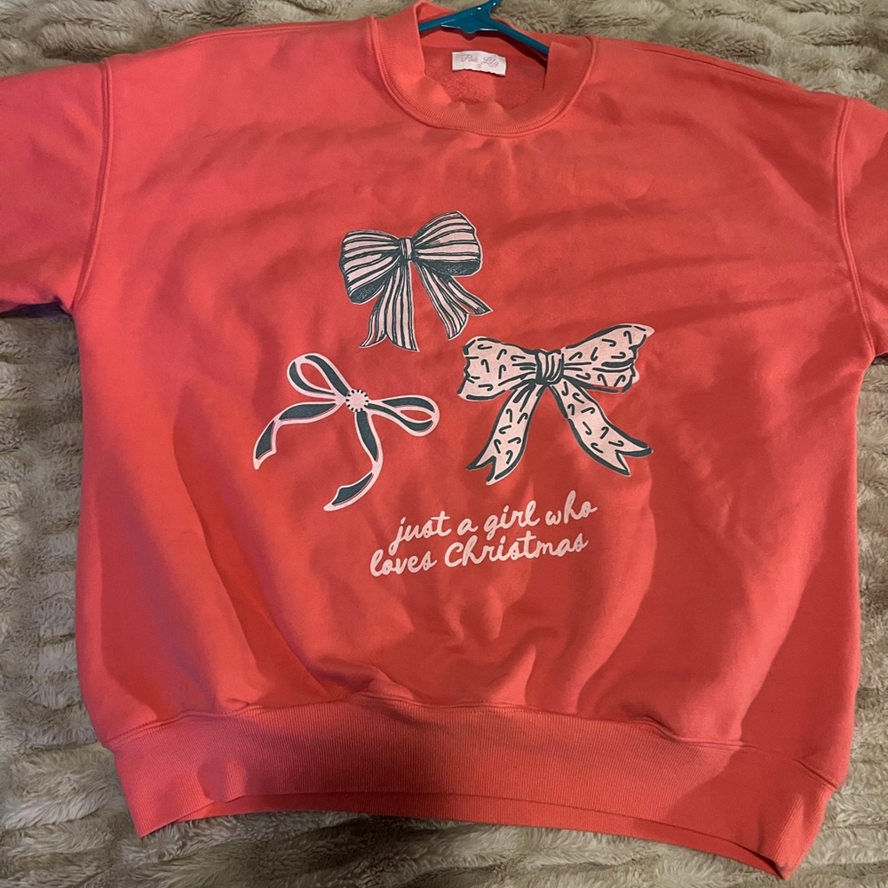 Pink Lily Just A Girl Who Loves Christmas Gumdrop Red Graphic Sweatshirt